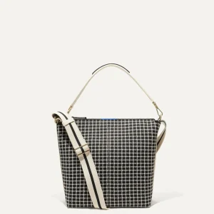 Handbags<Rothy's The Mini Zip Bucket Black And Ivory Grid