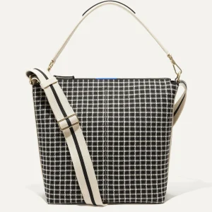 Handbags<Rothy's The Mini Zip Bucket Black And Ivory Grid