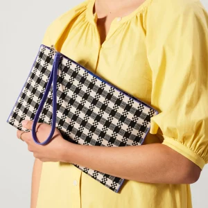 Clutches & Pouches<Rothy's The Wristlet Black And Canvas Gingham